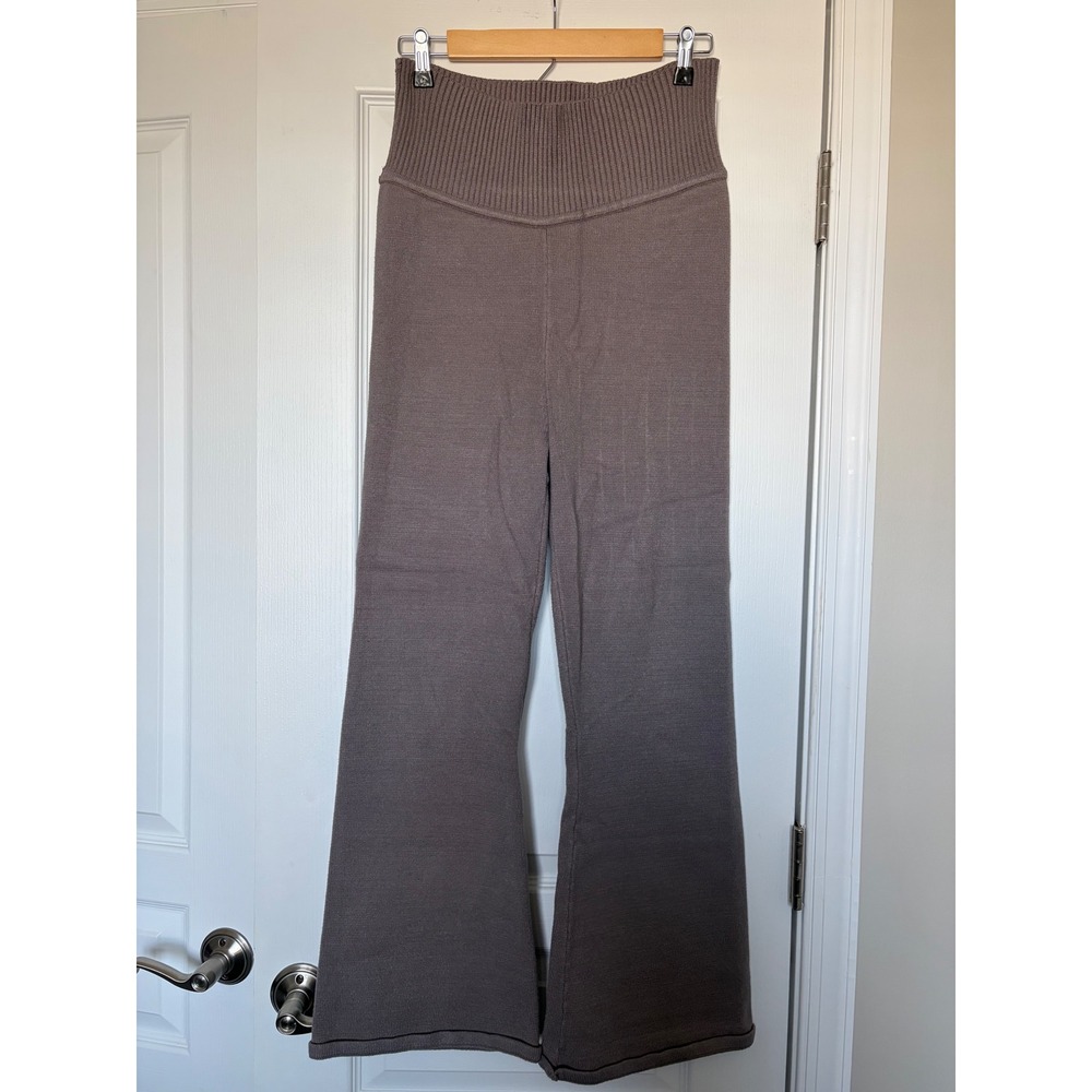 Faded Rose Mauve Taupe Knit Flare Lounge Pants High Waisted XL